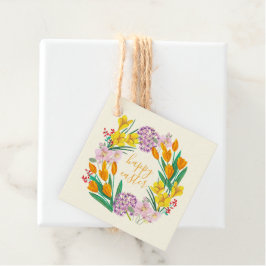 Frühlingsblumen Gelbe Osterblumentuppe zeichnend Geschenkanhänger