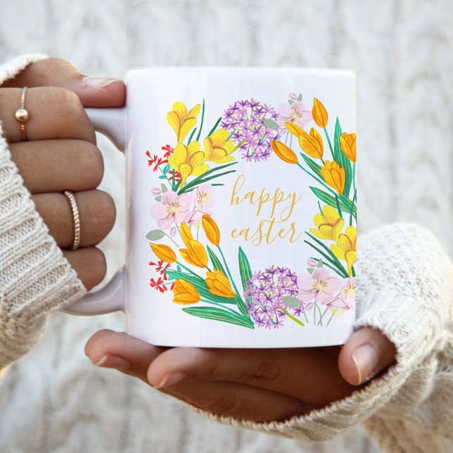 Frühlingsblumen Gelbe Osterblumentuppe zeichnend Kaffeetasse (Von Creator hochgeladen)