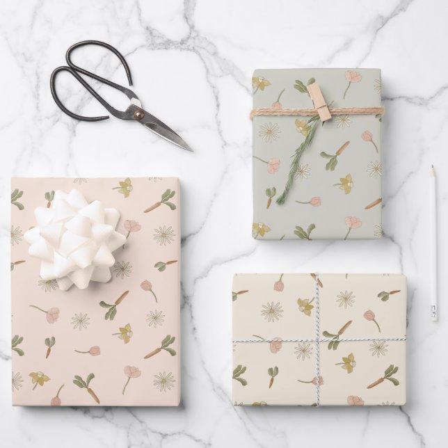 Frühlingsblumen Geschenkpapier Set (Vorderseite)