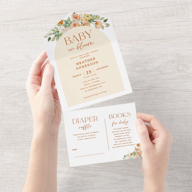 Frühlingsblumen Girl Baby Dusche All In One Einladung (Abreißen)