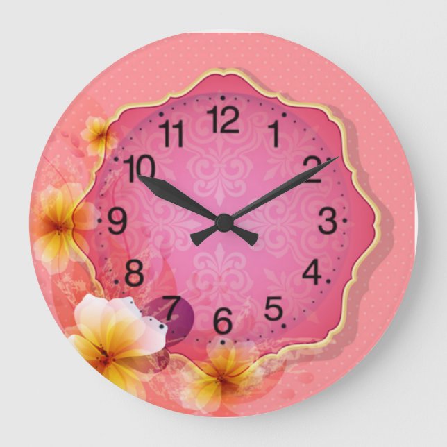 Frühlingsblumen Große Wanduhr (Vorderseite)