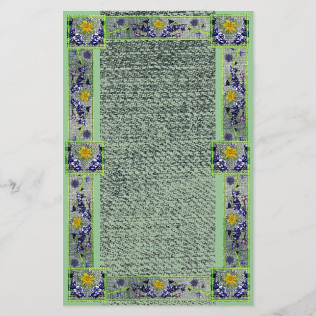 Frühlingsblumen Grünbuch Briefpapier (Vorderseite)