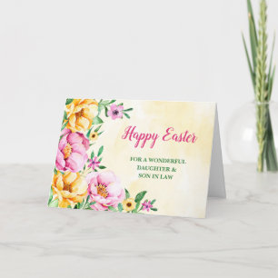 Frühlingsblumen Happy Ostertochter Sohn im Gesetz Feiertagskarte