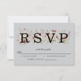 Frühlingsblumen hellgraue Hochzeits-RSVP-Karte RSVP Karte