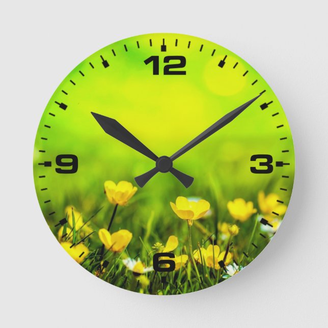 Frühlingsblumen Hintergrund Runde Wanduhr (Vorderseite)