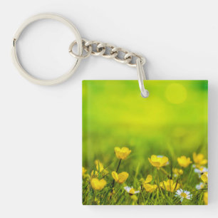 Frühlingsblumen Hintergrund Schlüsselanhänger