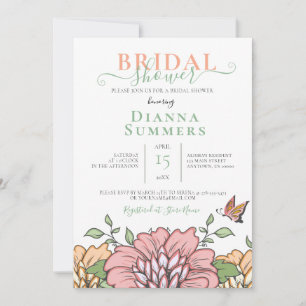Frühlingsblumen Hochzeit Brautparty Einladung