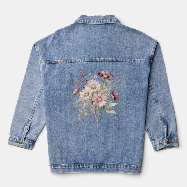 Frühlingsblumen-Hochzeits-Denimjacke Jeansjacke (Rückseite)