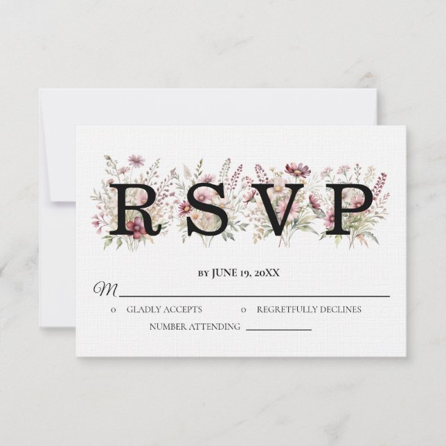Frühlingsblumen-Hochzeits-RSVP-Karte RSVP Karte (Vorderseite)