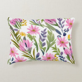 Frühlingsblumen | Hübsche Pastell-Blumen Aquarell Dekokissen
