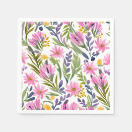 Frühlingsblumen | Hübsche Pastell Floral Wasserfar Serviette