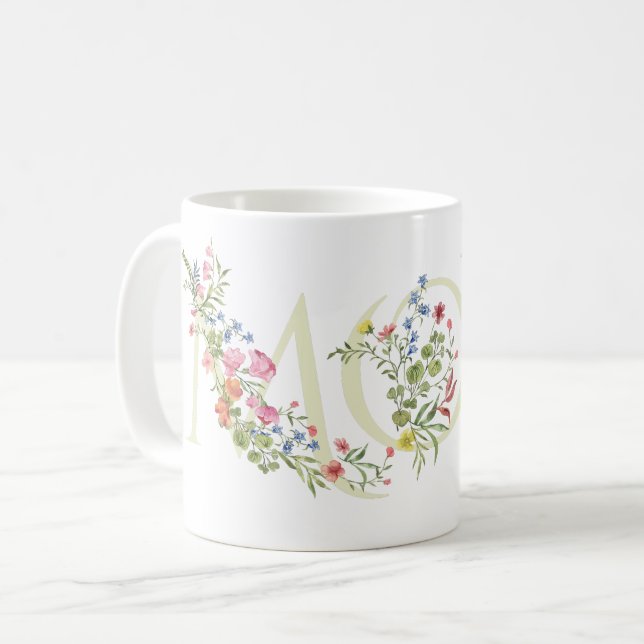 Frühlingsblumen hübsche werdende MUTTER Babyparty Kaffeetasse (Vorderseite Links)