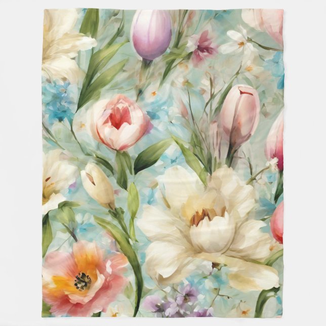 Frühlingsblumen im Stil des Impressionismus Fleecedecke (Vorderseite)
