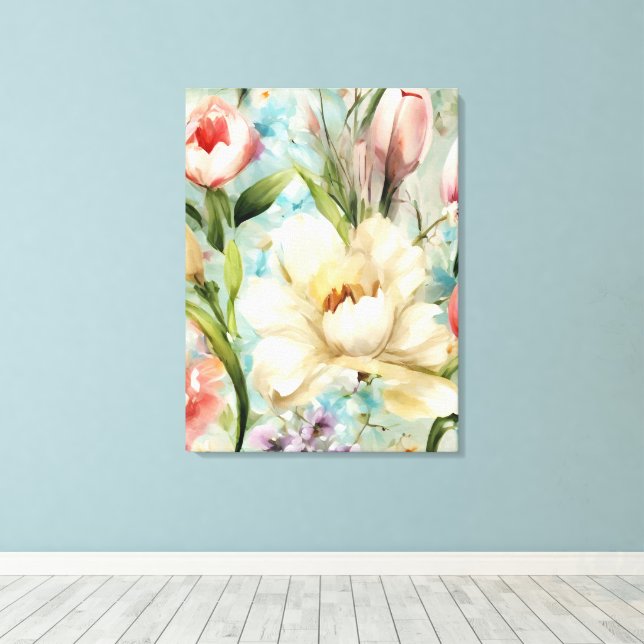 Frühlingsblumen im Stil des Impressionismus Leinwanddruck (Insitu (Holzboden))