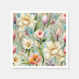 Frühlingsblumen im Stil des Impressionismus Serviette