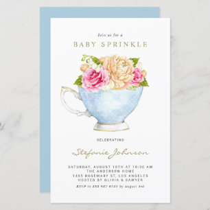 Frühlingsblumen im Teacup Baby Sprinkle Einladung