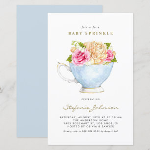 Frühlingsblumen im Teacup Baby Sprinkle Einladung