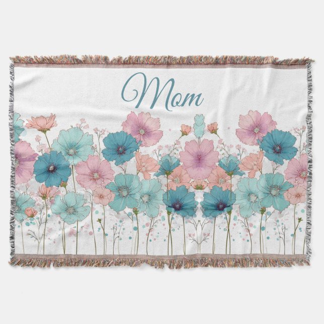 Frühlingsblumen im Vintage-Stil für Mama Decke (Vorderseite)