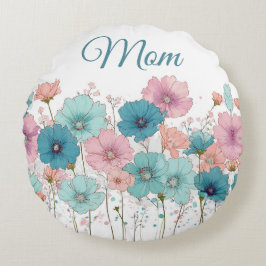 Frühlingsblumen im Vintage-Stil für Mama Rundes Kissen