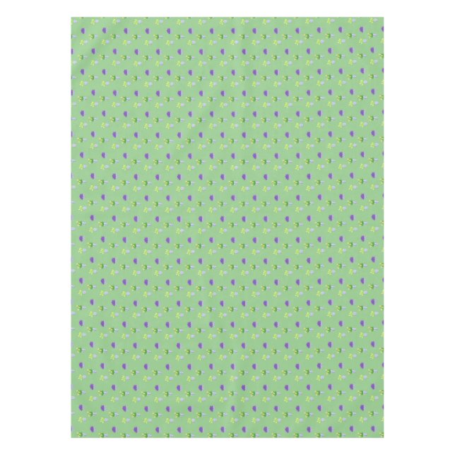 Frühlingsblumen in Chinoiserie Pots Green Tischdecke (Vorderseite)