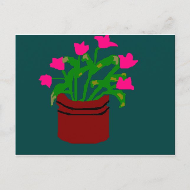 Frühlingsblumen in einer Planter-Postkarte Postkarte (Vorderseite)