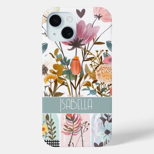 Frühlingsblumen in Mason Jar Design mit Namen Case-Mate iPhone Hülle (Rückseite)