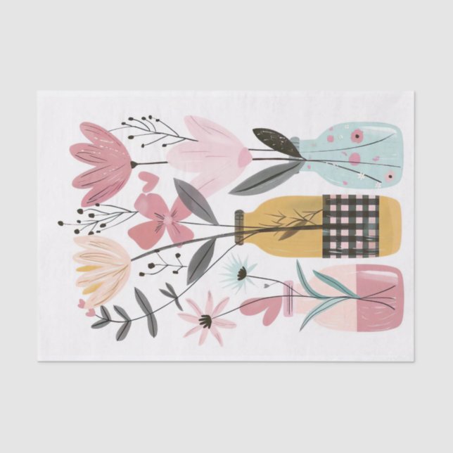 Frühlingsblumen in Mason Jars Decoupage Seidenpapier (Vorderseite)