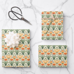 Frühlingsblumen Jugendstil Geschenkpapier Set