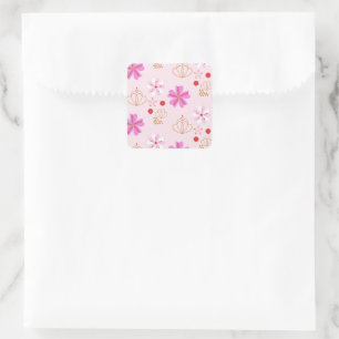 Frühlingsblumen Kirschblüte Rosa Erröten Quadratischer Aufkleber
