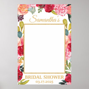 Frühlingsblumen Koralle Pfirsich Burgunder Foto-Re Poster