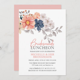 Frühlingsblumen Korallenwache Bridesmaids Luncheon Einladung