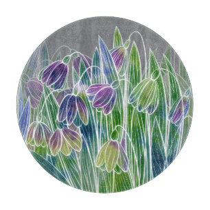 Frühlingsblumen, Kräuter, Aquarellfarben nahtlose  Schneidebrett