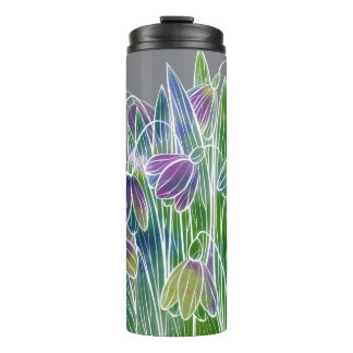 Frühlingsblumen, Kräuter, Aquarellfarben nahtlose Thermosbecher