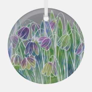 Frühlingsblumen, Kräuter, wasserfarbene nahtlose G Ornament Aus Glas