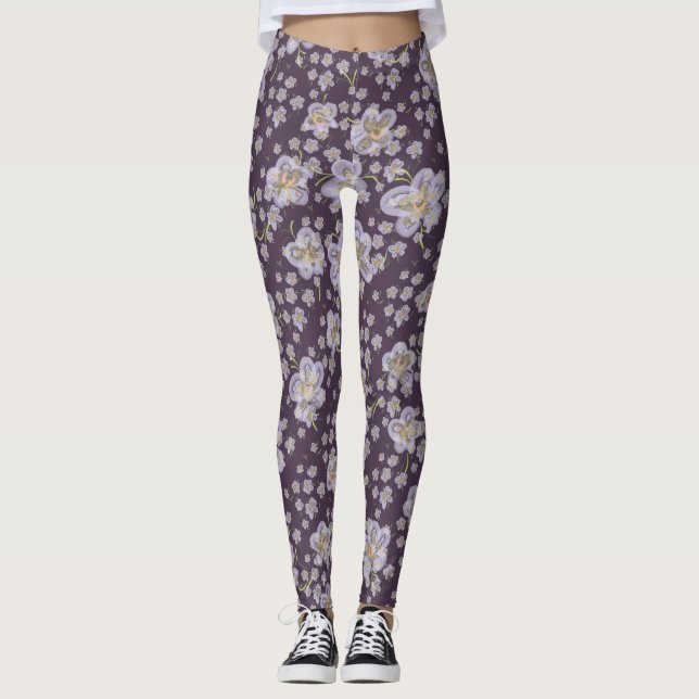 Frühlingsblumen Lila Legierung Leggings (Vorderseite)