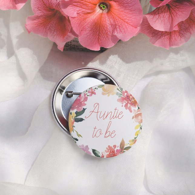 Frühlingsblumen Mädchen Baby Shower Tante in spe Button (Von Creator hochgeladen)