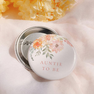 Frühlingsblumen Mädchen Baby Shower Tante wird Button
