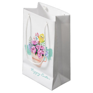 Frühlingsblumen mit Osterkichel Kleine Geschenktas Geschenktüte