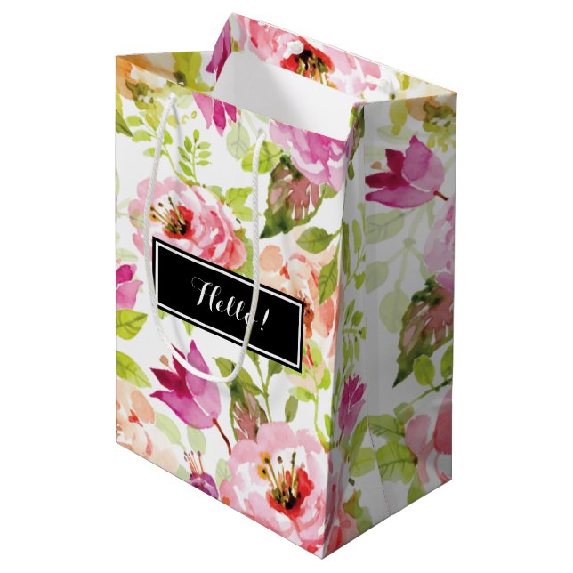 Frühlingsblumen Mittlere Geschenktüte (Vorderseite Schrägansicht)
