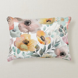 Frühlingsblumen Mohnblumen Wildblume Wasserfarbe Dekokissen