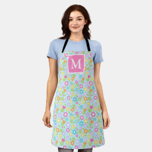 Frühlingsblumen-Monogramm in mehreren Farben Schürze