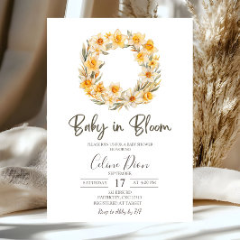 Frühlingsblumen-Narzissen-Kranz-Baby-Party  Einladung
