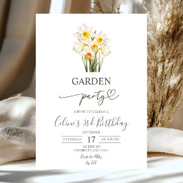 Frühlingsblumen-Narzissen-Kranz-Gartenparty Einladung