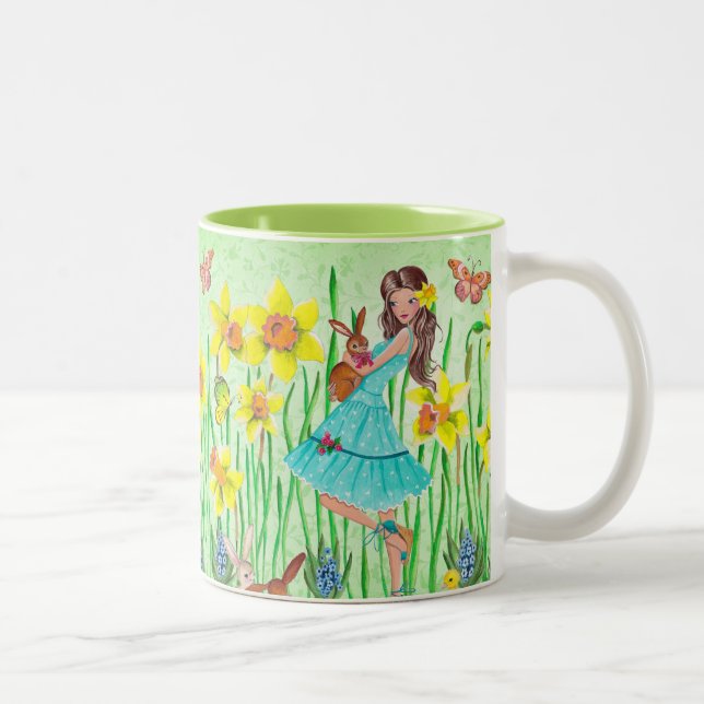 Frühlingsblumen Niedliche Hübsche Tasse (Rechts)