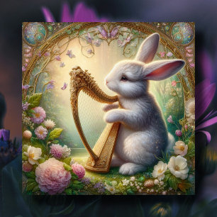 Frühlingsblumen Niedliches Musical Bunny Oster Feiertagskarte