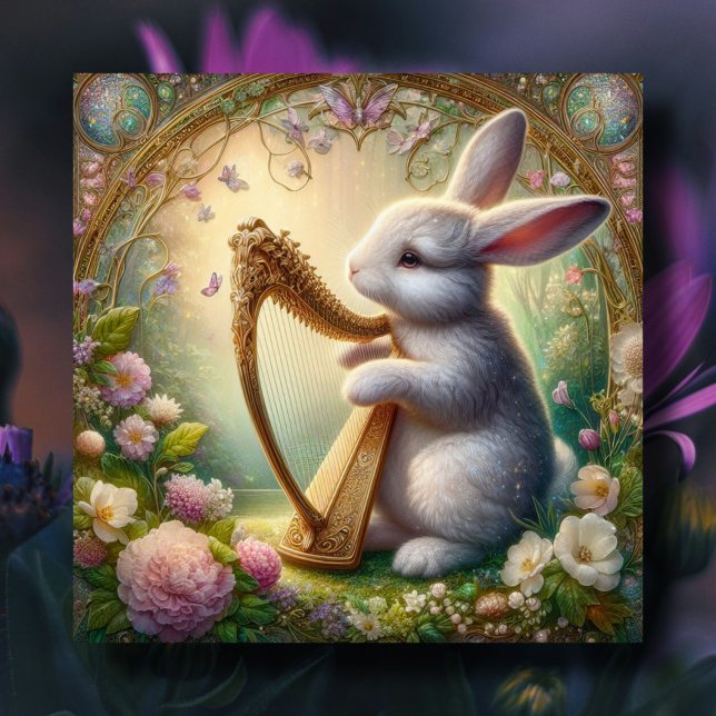 Frühlingsblumen Niedliches Musical Bunny Oster Feiertagskarte (Von Creator hochgeladen)