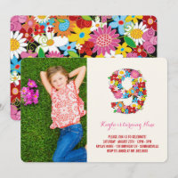 Frühlingsblumen Nine Girl 9. Geburtstag Foto Einla