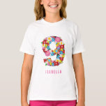 Frühlingsblumen Nine Girl 9. Geburtstagsparty T-Shirt<br><div class="desc">Eine originelle Illustration und Design von knuffigen und bunten Frühlingsblumen Garten in großer Blumennummer 9 für jedes Mädchen, das ihren 9./9. Geburtstag feiert. Dieses Design eignet sich hervorragend für einen Kindergarten oder eine Geburtstagsfeier zum Thema Outdoor. Der Hintergrund kann in eine beliebige Farbe geändert werden. Alle Texte können bearbeitet werden....</div>