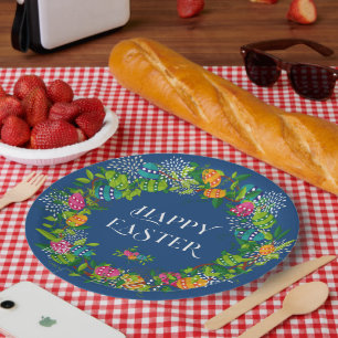 Frühlingsblumen & Ostereier Farbenfrohe Kleider Pappteller