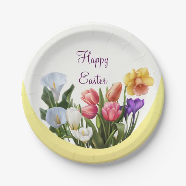 Frühlingsblumen Ostern Frühlingsblumen Elegant Pappteller (Vorderseite)